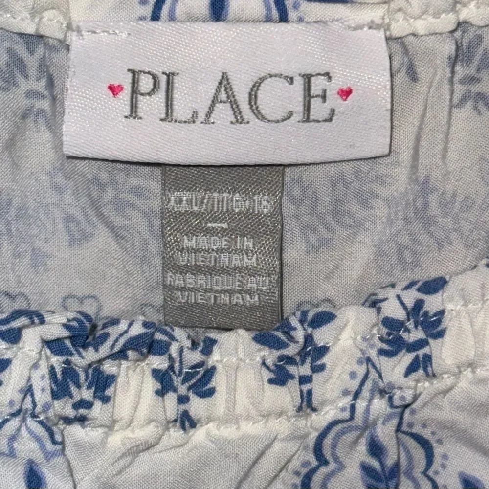 The Children's Place size XXL Blue and White Floral off the shoulder Romper